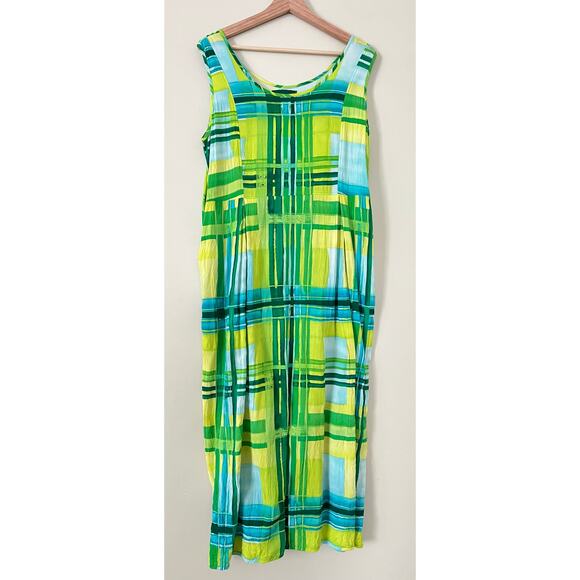 Jam's World Dress Set XL Green Yellow Stripe Floral Hawaiian Tank Sleeveless - Picture 2 of 7